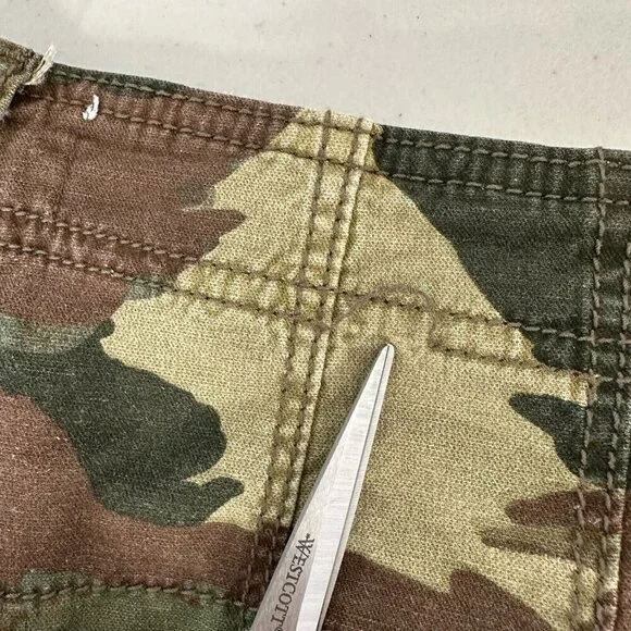 Anthropologie Camo Cargo Pants Size 29 Cotton Linen Blend Green Brown - Picture 13 of 13